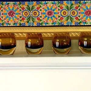 MIKASA Solaris Glass Amber Votive Candle Holders Home Decor Set of 4 can…